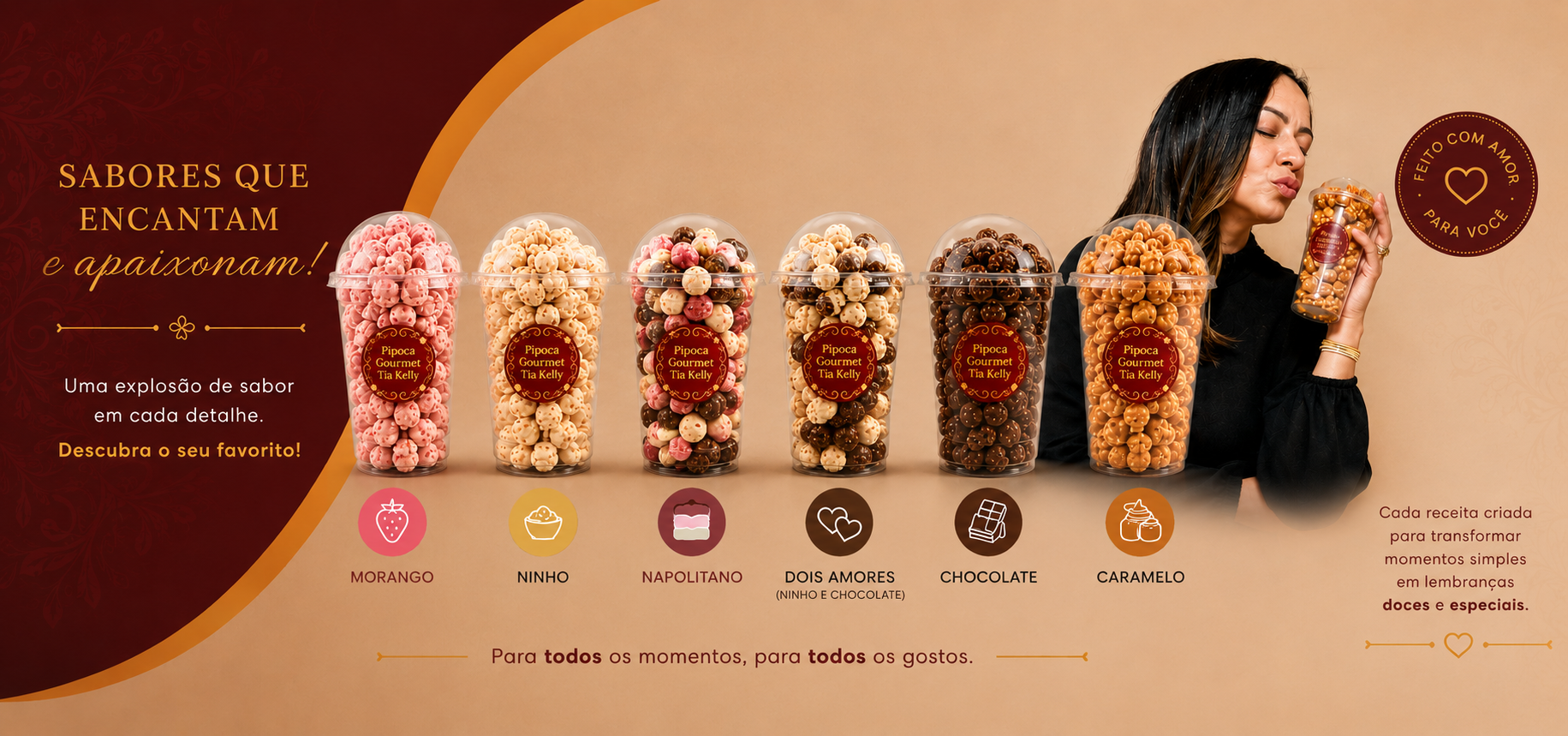 Pipoca Gourmet Tia Kelly — momentos inesquecíveis